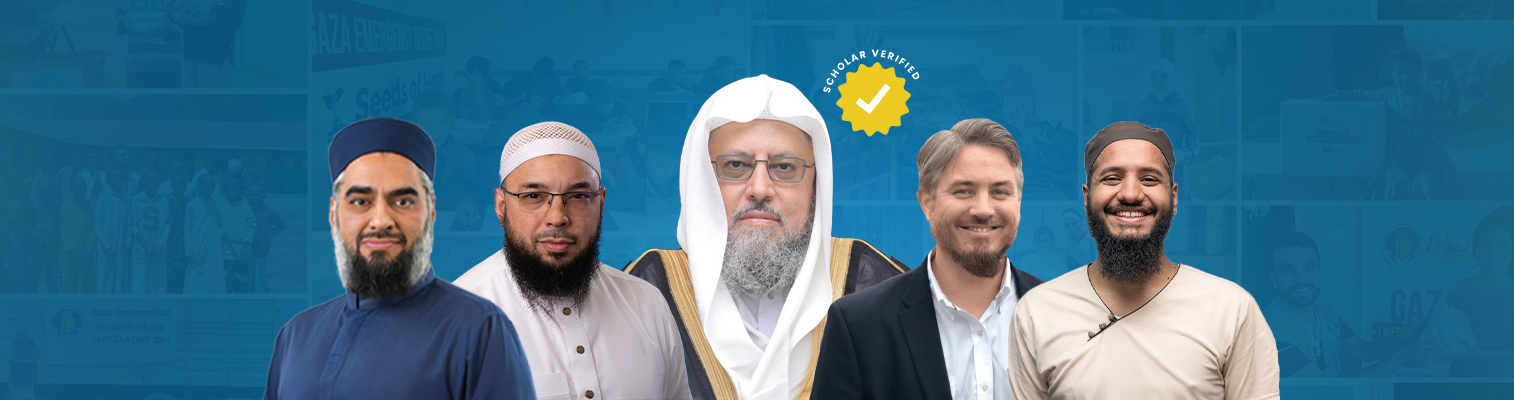 The scholars who reviewed and verified HDF's Zakah policy, shown with a Scholar Verified seal